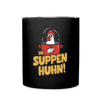 Suppen Huhn Suppenhuhn Gockel Eintopf Geschenk - Tasse einfarbig - Schwarz - Vorne