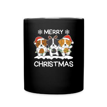 Joyeux Noël Jack Russell Chiens de la veille de Noël - Mug uni - noir - Devant