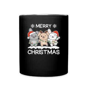 Frohe Weihnachten Hase Heiligabend Hasen - Tasse einfarbig - Schwarz - Vorne
