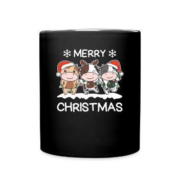 Merry Christmas Cow Christmas Eve Cows - Full Colour Mug - black - Front