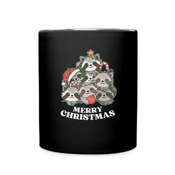 Merry Christmas Raccoon Christmas Eve Raccoons - Full Colour Mug - black - Front