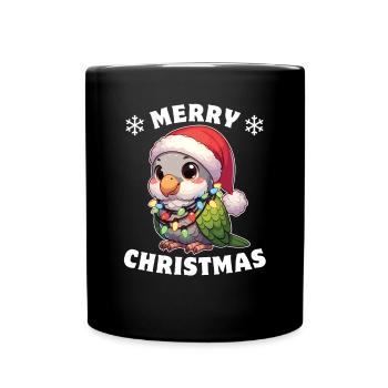 Noël guirlandes lumineuses perruche moine - Mug uni - noir - Devant