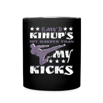 meine Kihup schlagen härter als meine Tritte - Tasse einfarbig - Schwarz - Vorne