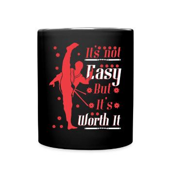 Es ist nicht einfach, aber es lohnt sich - Tasse einfarbig - Schwarz - Vorne