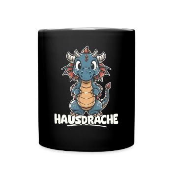 Hausdrache. Stark, Mutig und Unbesiegbar. Drache - Tasse einfarbig - Schwarz - Vorne