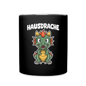 Hausdrache. Stark, Mutig und Unbesiegbar. Drache - Tasse einfarbig - Schwarz - Vorne