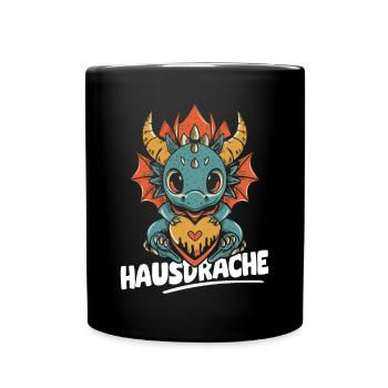 Hausdrache. Stark, Mutig und Unbesiegbar. Drache - Tasse einfarbig - Schwarz - Vorne