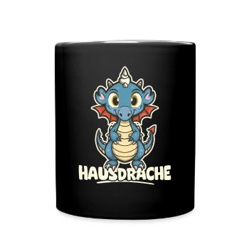 Hausdrache. Stark, Mutig und Unbesiegbar. Drache - Tasse einfarbig - Schwarz - Vorne