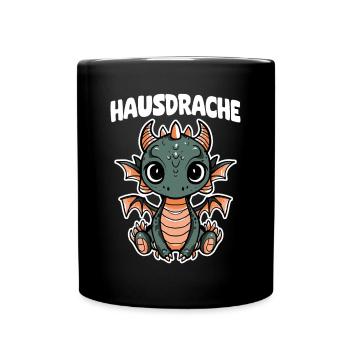 Hausdrache. Stark, Mutig und Unbesiegbar. Drache - Tasse einfarbig - Schwarz - Vorne