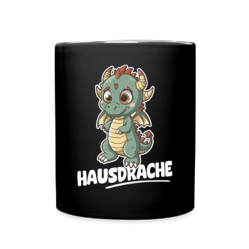 Hausdrache. Stark, Mutig und Unbesiegbar. Drache - Tasse einfarbig - Schwarz - Vorne