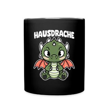 Hausdrache. Stark, Mutig und Unbesiegbar. Drache - Tasse einfarbig - Schwarz - Vorne