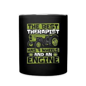 Le meilleur thérapeute a 4 roues Bauer Biobauer - Mug uni - noir - Devant