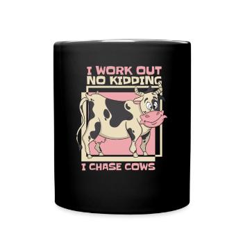 Je m’entraîne sans blague, je chasse les vaches, agriculteur biologique, agriculteur - Mug uni - noir - Devant
