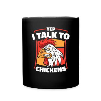 Oui, je parle à l’élevage de poulets - Mug uni - noir - Devant