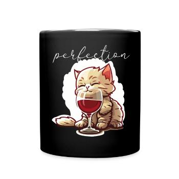 Cute cat with wine - Full Colour Mug - black - Front