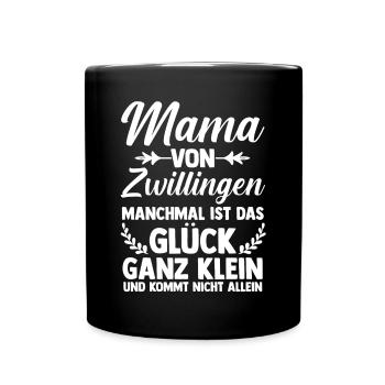 Mutter Zwillingsmama Mama von Zwillingen - Tasse einfarbig - Schwarz - Vorne