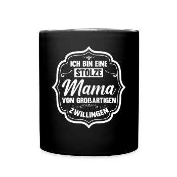 Mutter Zwillingsmama Mama von Zwillingen - Tasse einfarbig - Schwarz - Vorne