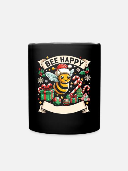Abeille de Noël : joie festive - Mug uni - noir