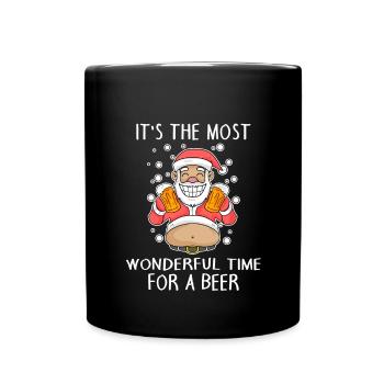 Weihnachtsmann Weihnachten Bier Spruch lustig - Tasse einfarbig - Schwarz - Vorne