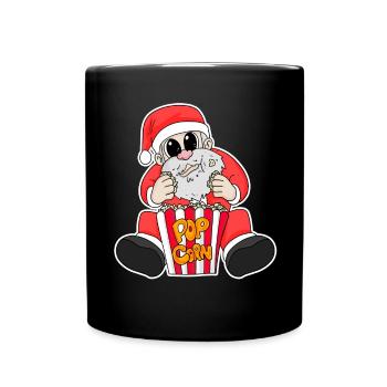 Weihnachtsmann Popcorn Weihnachten - Tasse einfarbig - Schwarz - Vorne