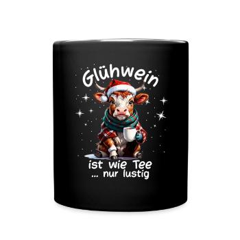 Weihnachtsmarkt witzige Glühwein trinken Sprüche - Tasse einfarbig - Schwarz - Vorne