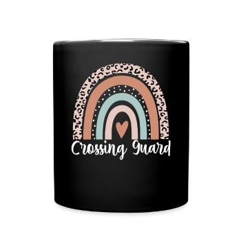 brigadier scolaire léopard arc-en-ciel drôle traversée - Mug uni - noir - Devant