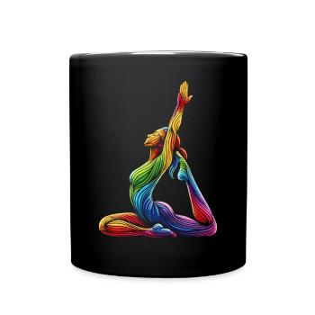 Yoga Regenbogen - Tasse einfarbig - Schwarz - Vorne