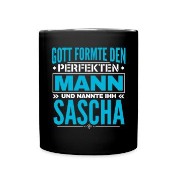 Sascha Name Design - Tasse einfarbig - Schwarz - Vorne