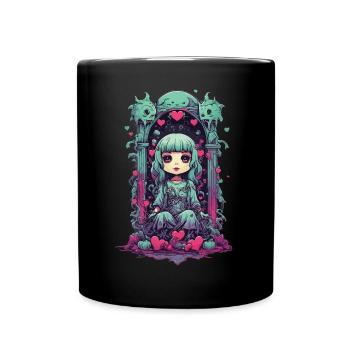 Kawaii Chibi Goth Demon of Love Tokyo Streetwear - Full Colour Mug - black - Front