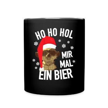 Ho Ho Hol Mir Mal Ein Bier - Weihnachten Erdmännch - Tasse einfarbig - Schwarz - Vorne