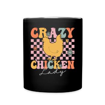 Groovy Chicken Girl Farmer - Full Colour Mug - black - Front