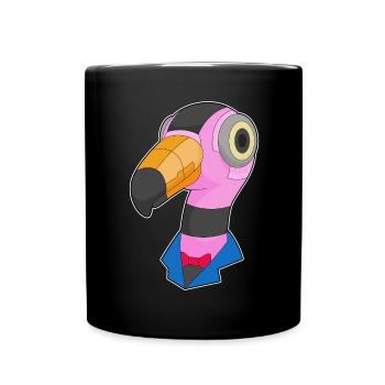 Robot flamant rose - Mug uni - noir - Devant