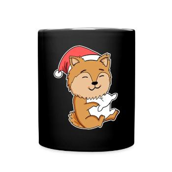 Zwergspitz Hund Tier Weihnachten - Tasse einfarbig - Schwarz - Vorne