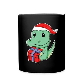 Crocodile avec bonnet de Père Noël - Mug uni - noir - Devant