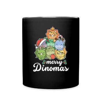 Merry Dinomas Wortspiel Dino Weihnachten - Tasse einfarbig - Schwarz - Vorne
