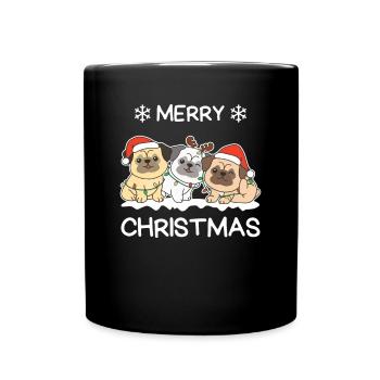 Joyeux Noël Carlin Chiens de la veille de Noël - Mug uni - noir - Devant