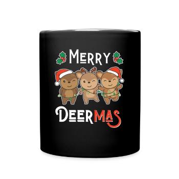 Merry Deermas Jeu de mots Cerf Noël - Mug uni - noir - Devant