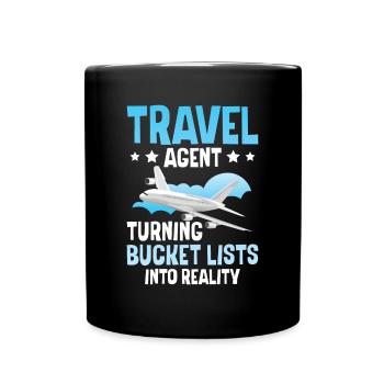 Turning Bucket Lists Into Reality Reisebüro - Tasse einfarbig - Schwarz - Vorne