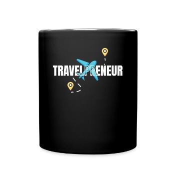 Travel Preneur Reisebüro - Tasse einfarbig - Schwarz - Vorne