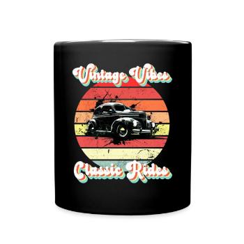Vintage Vibes, Classic Rides - Full Colour Mug - black - Front