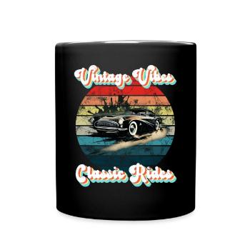 Vintage Vibes, Classic Rides - Full Colour Mug - black - Front