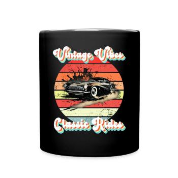 Vintage Vibes, Classic Rides - Full Colour Mug - black - Front