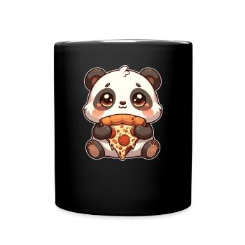 Panda's Pizza Lovers Panda Loves Pizza - Full Colour Mug - black - Front