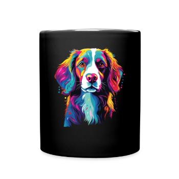 Wasserfarben Farbenfroher Brittany Spaniel - Tasse einfarbig - Schwarz - Vorne