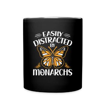 Facilement distrait par les monarques - Papillon monarque - Mug uni - noir - Devant