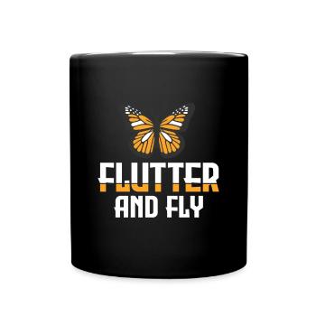 Flutter and Fly - Monarch Butterfly - Full Colour Mug - black - Front