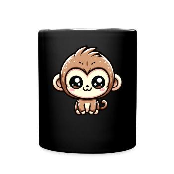Kawaii Monkey Baby Monkey - Full Colour Mug - black - Front
