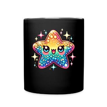 Seestern Kawaii Niedliches Meeresleben - Tasse einfarbig - Schwarz - Vorne