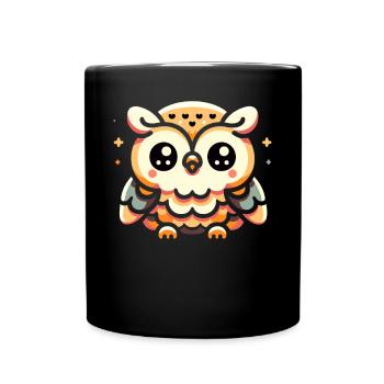 Eule - Tasse einfarbig - Schwarz - Vorne