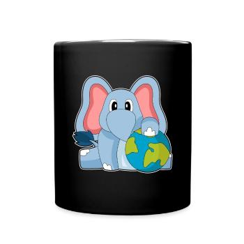 Elefant Erdkugel - Tasse einfarbig - Schwarz - Vorne